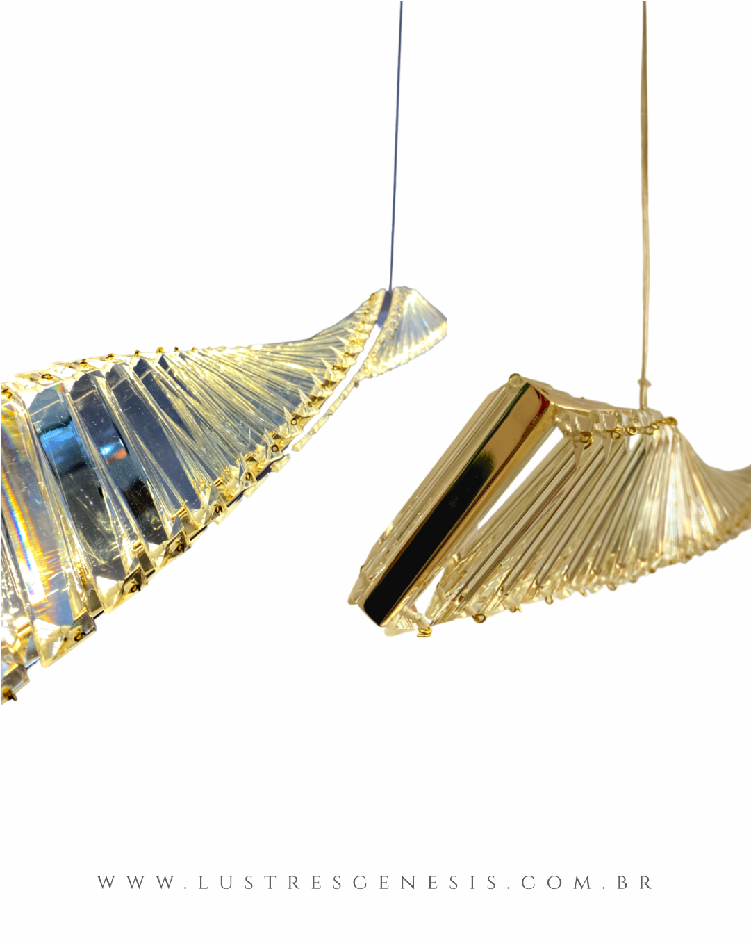 Lustre pendente de cristal com design moderno e LED integrado. Lustres Gênesis loja online de Lustres e Iluminação Decorativa